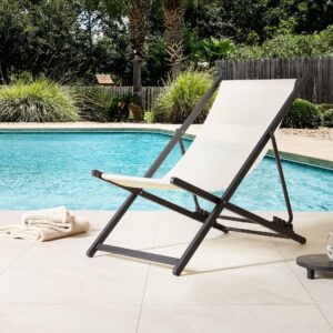 wohnli-moebel-suche-800001109393-1 GARTENSTUHL Beige Locri II Metall Beliani Garten & Outdoor > Gartenmöbel > Gartenliegen Beige
