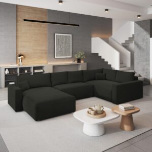 WOHNLANDSCHAFT VELAMI R-S Schwarz Velours-Stoff mit Schlaffunktion Holz MASSENO Möbel > Sofas & Couches > Wohnlandschaften > Wohnlandschaften U-Form Schwarz