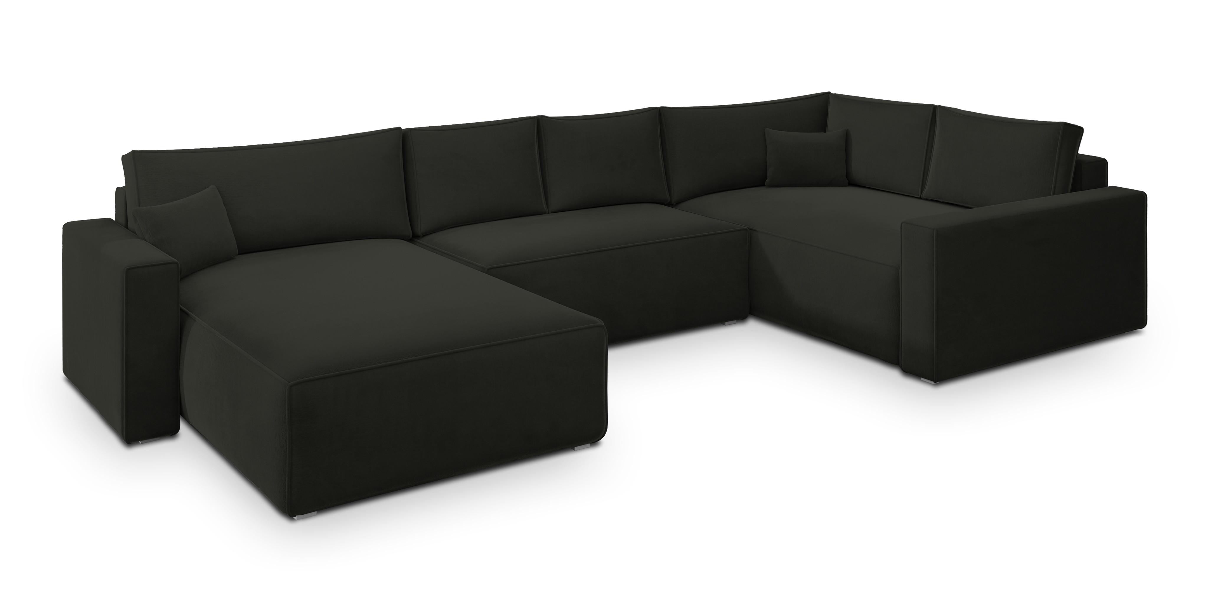 wohnli-moebel-suche-800001109420 Wohnli Möbelsuche - WOHNLANDSCHAFT VELAMI R-S Schwarz Velours-Stoff mit Schlaffunktion