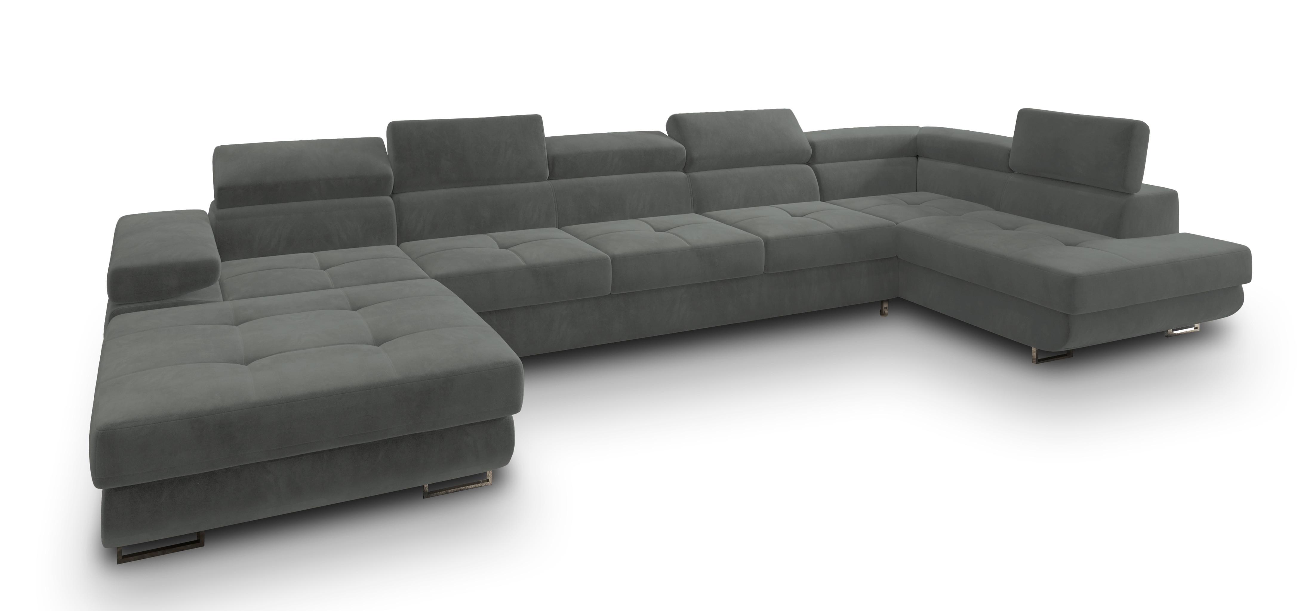 wohnli-moebel-suche-800001109433 Wohnli Möbelsuche - WOHNLANDSCHAFT TORIVA R-S Grau Velours-Stoff mit Schlaffunktion