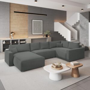 wohnli-moebel-suche-800001109435-1 WOHNLANDSCHAFT VELAMI R-S Grau Velours-Stoff mit Schlaffunktion Holz MASSENO Möbel > Sofas & Couches > Wohnlandschaften > Wohnlandschaften U-Form Grau
