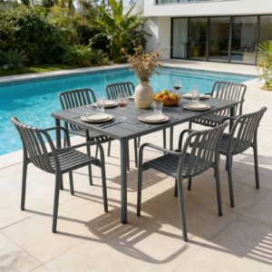 wohnli-moebel-suche-800001110665-1 GARTENMÖBEL SET TULIPANO 7er Set grau Metall, Metall IDIMEX Garten & Outdoor > Gartenmöbel > Gartenmöbel-Sets Grau