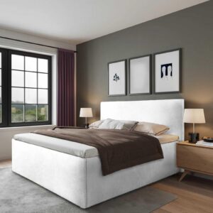 wohnli-moebel-suche-800001115907-1 POLSTERBETT Gent Weiß 180 x 200 x 32 cm Stauraum Mit hochwertiger Matratze H2 (bis 100 kg) und Lattenrost Holz Halmon Schlafkomfort Betten Möbel > Betten > Polsterbetten Weiß