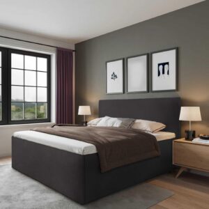 wohnli-moebel-suche-800001116201-1 POLSTERBETT Gent Anthrazit 200 x 200 x 40 cm Stauraum Mit hochwertiger Matratze H2 (bis 100 kg) und Lattenrost Holz Halmon Schlafkomfort Betten Möbel > Betten > Polsterbetten Anthrazit