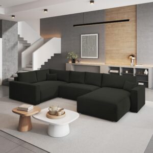 WOHNLANDSCHAFT VELAMI L-S Schwarz Velours-Stoff mit Schlaffunktion Holz MASSENO Möbel > Sofas & Couches > Wohnlandschaften > Wohnlandschaften U-Form Schwarz