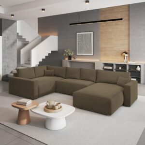 wohnli-moebel-suche-800001117101-1 WOHNLANDSCHAFT VELAMI L-S Beige Velours-Stoff mit Schlaffunktion Holz MASSENO Möbel > Sofas & Couches > Wohnlandschaften > Wohnlandschaften U-Form Beige
