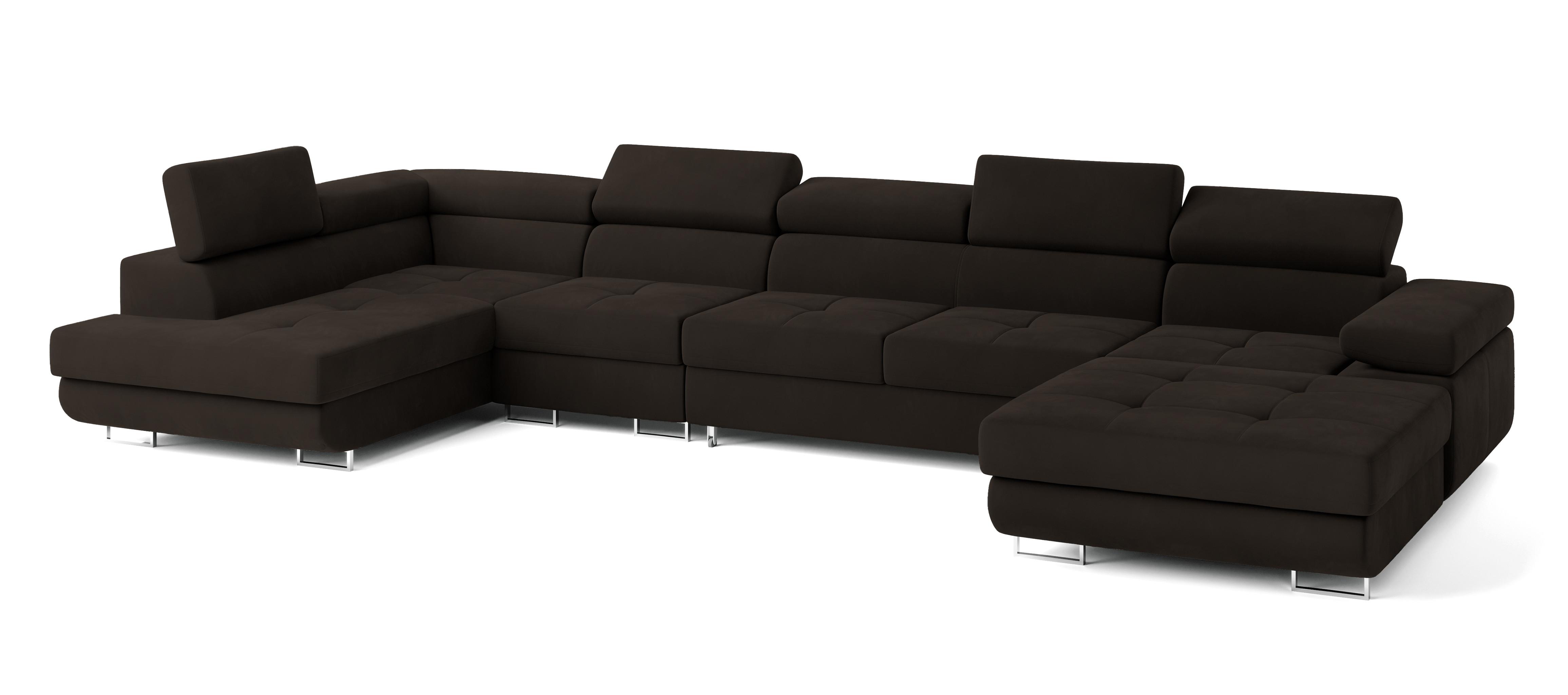 wohnli-moebel-suche-800001117103 Wohnli Möbelsuche - WOHNLANDSCHAFT VELORA L-S Braun Velours-Stoff mit Schlaffunktion