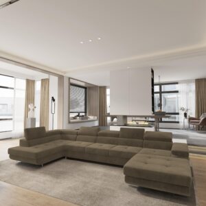 wohnli-moebel-suche-800001117117-1 WOHNLANDSCHAFT TORIVA L-S Beige Velours-Stoff mit Schlaffunktion Holz MASSENO Möbel > Sofas & Couches > Wohnlandschaften > Wohnlandschaften U-Form Beige