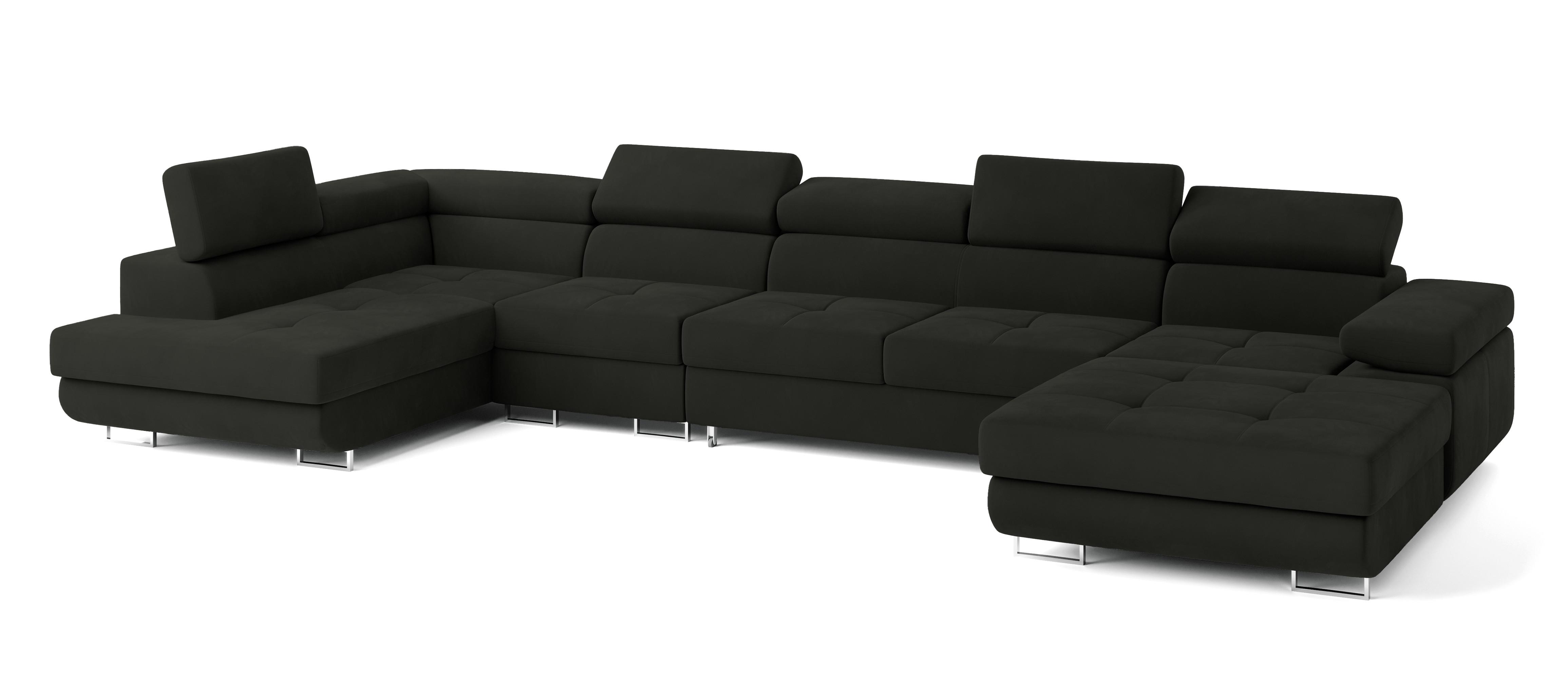 wohnli-moebel-suche-800001117129 Wohnli Möbelsuche - WOHNLANDSCHAFT VELORA L-S Schwarz Velours-Stoff mit Schlaffunktion