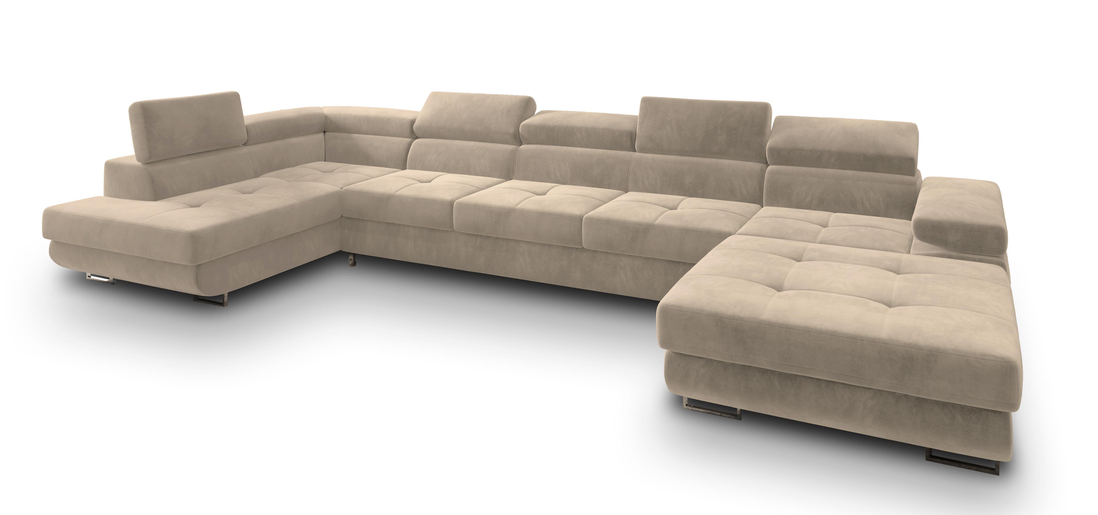 wohnli-moebel-suche-800001117135 Wohnli Möbelsuche - WOHNLANDSCHAFT TORIVA L-S Creme Velours-Stoff mit Schlaffunktion