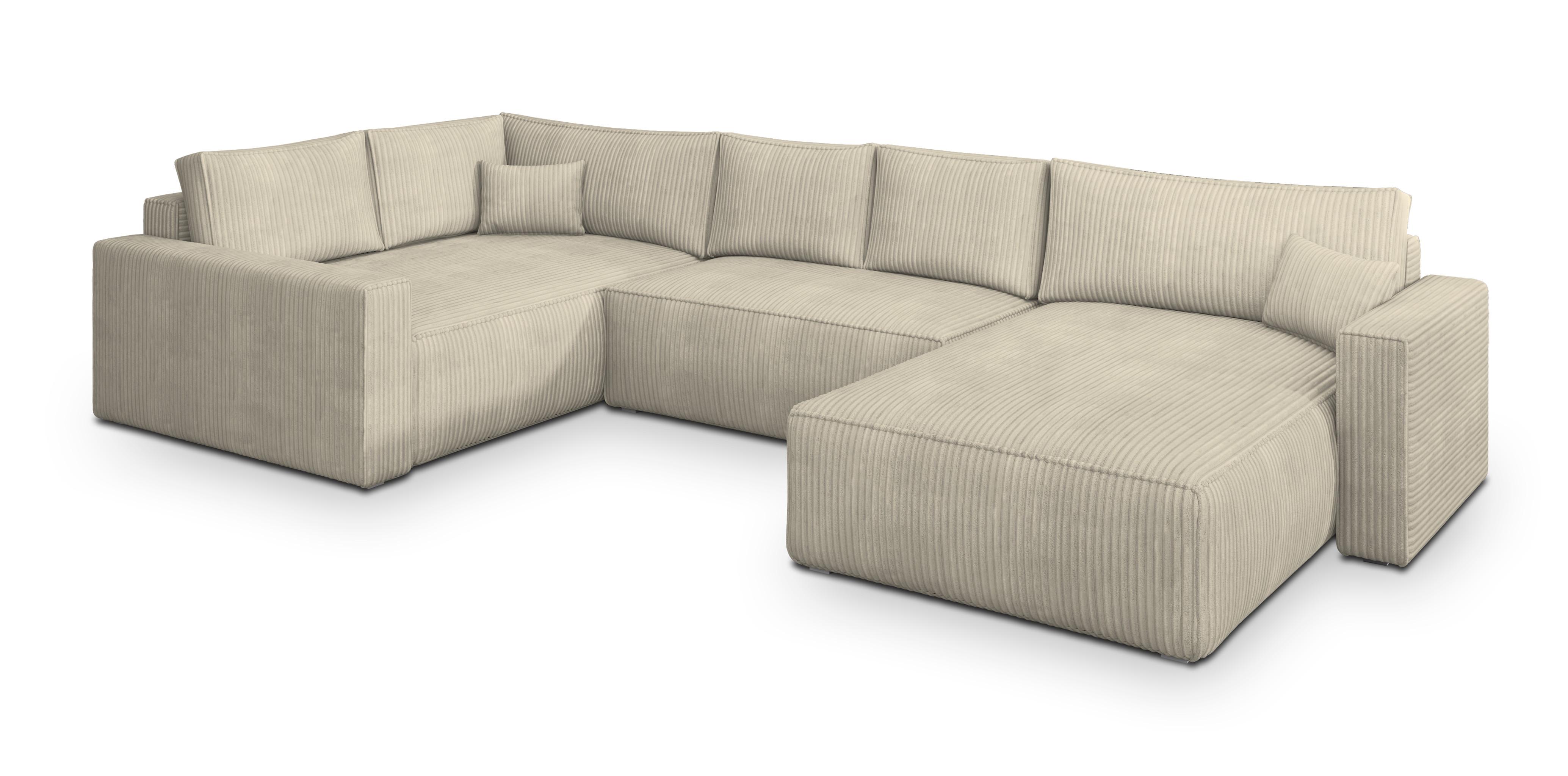 wohnli-moebel-suche-800001117154 Wohnli Möbelsuche - WOHNLANDSCHAFT VELAMI L-S Creme Kordstoff mit Schlaffunktion
