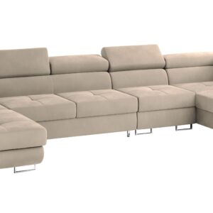 wohnli-moebel-suche-800001117172 Wohnli Möbelsuche - WOHNLANDSCHAFT VELORA R-S Creme Velours-Stoff mit Schlaffunktion