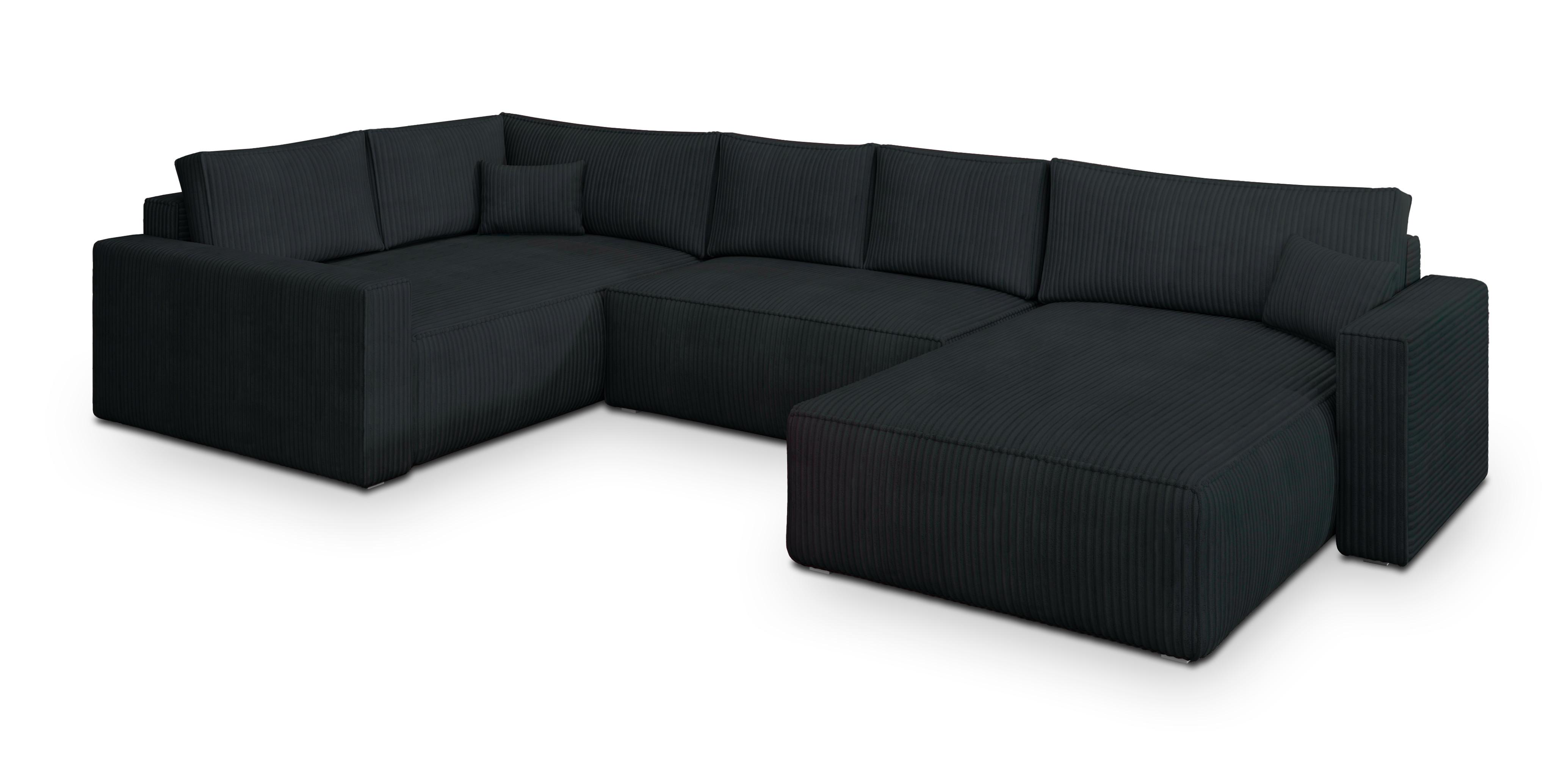 wohnli-moebel-suche-800001117196 Wohnli Möbelsuche - WOHNLANDSCHAFT VELAMI L-S Schwarz Kordstoff mit Schlaffunktion