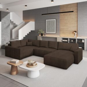 wohnli-moebel-suche-800001117213-1 WOHNLANDSCHAFT VELAMI L-S Braun Kordstoff mit Schlaffunktion Holz MASSENO Möbel > Sofas & Couches > Wohnlandschaften > Wohnlandschaften U-Form Braun