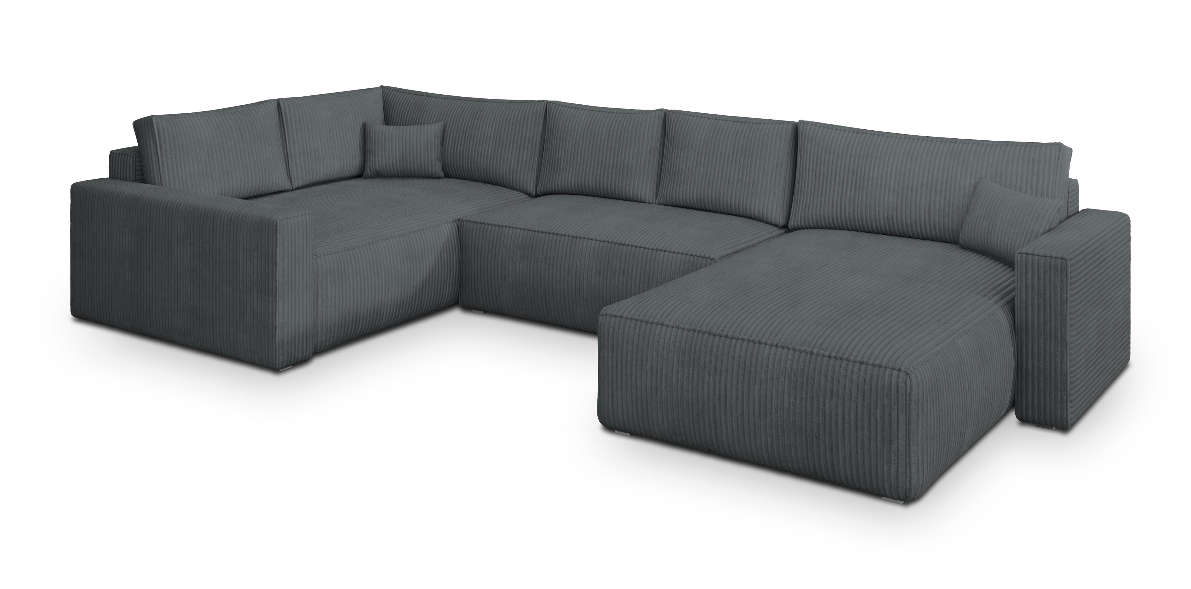wohnli-moebel-suche-800001117226 Wohnli Möbelsuche - WOHNLANDSCHAFT VELAMI L-S Grau Kordstoff mit Schlaffunktion