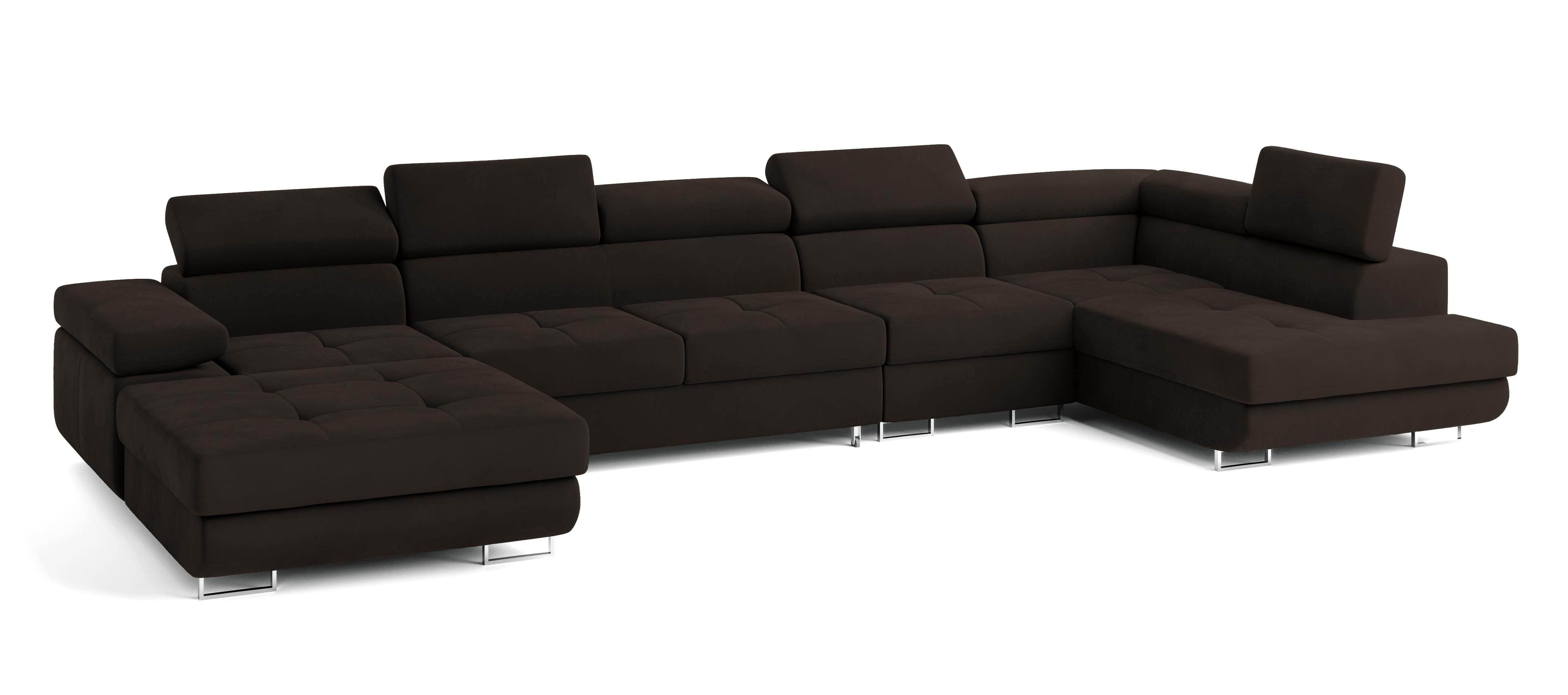 wohnli-moebel-suche-800001117227 Wohnli Möbelsuche - WOHNLANDSCHAFT VELORA R-S Braun Velours-Stoff mit Schlaffunktion