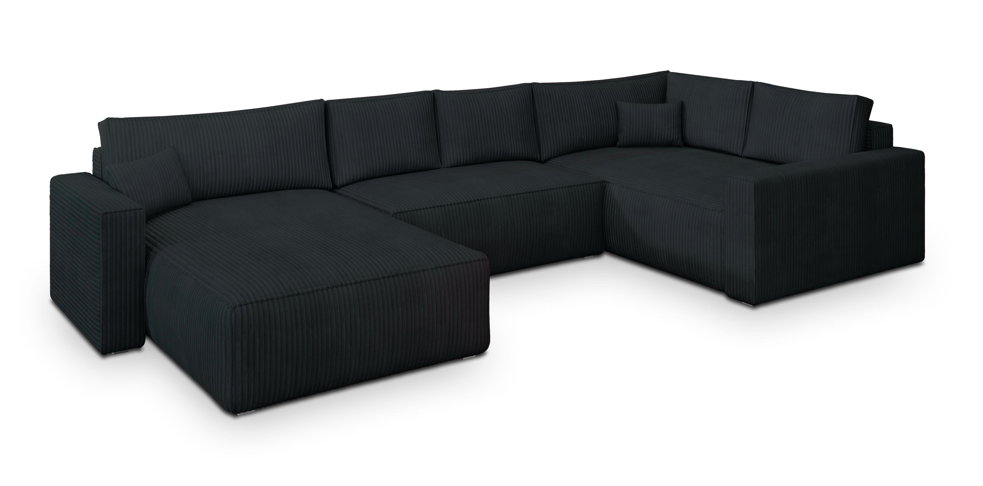 wohnli-moebel-suche-800001122377 Wohnli Möbelsuche - WOHNLANDSCHAFT VELAMI R-S Schwarz Kordstoff mit Schlaffunktion