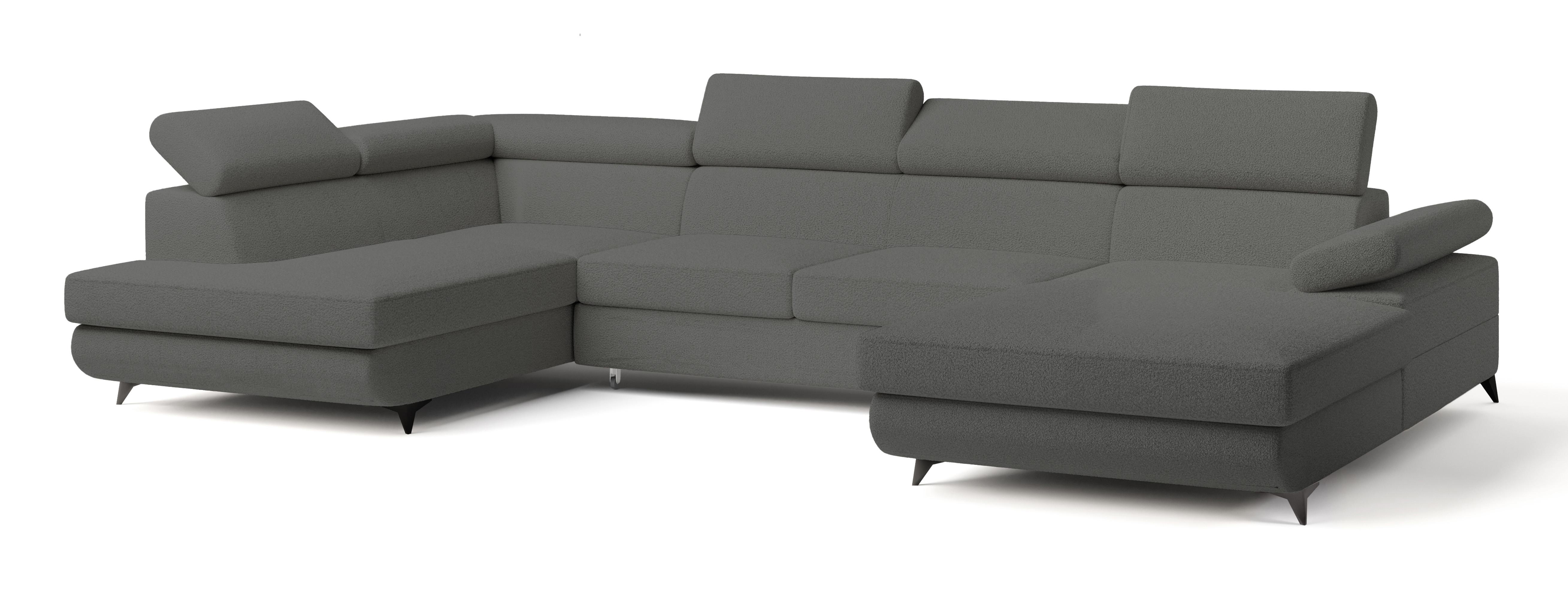 wohnli-moebel-suche-800001122492 Wohnli Möbelsuche - WOHNLANDSCHAFT RUBANO L-S Grau Boucle-Stoff mit Schlaffunktion