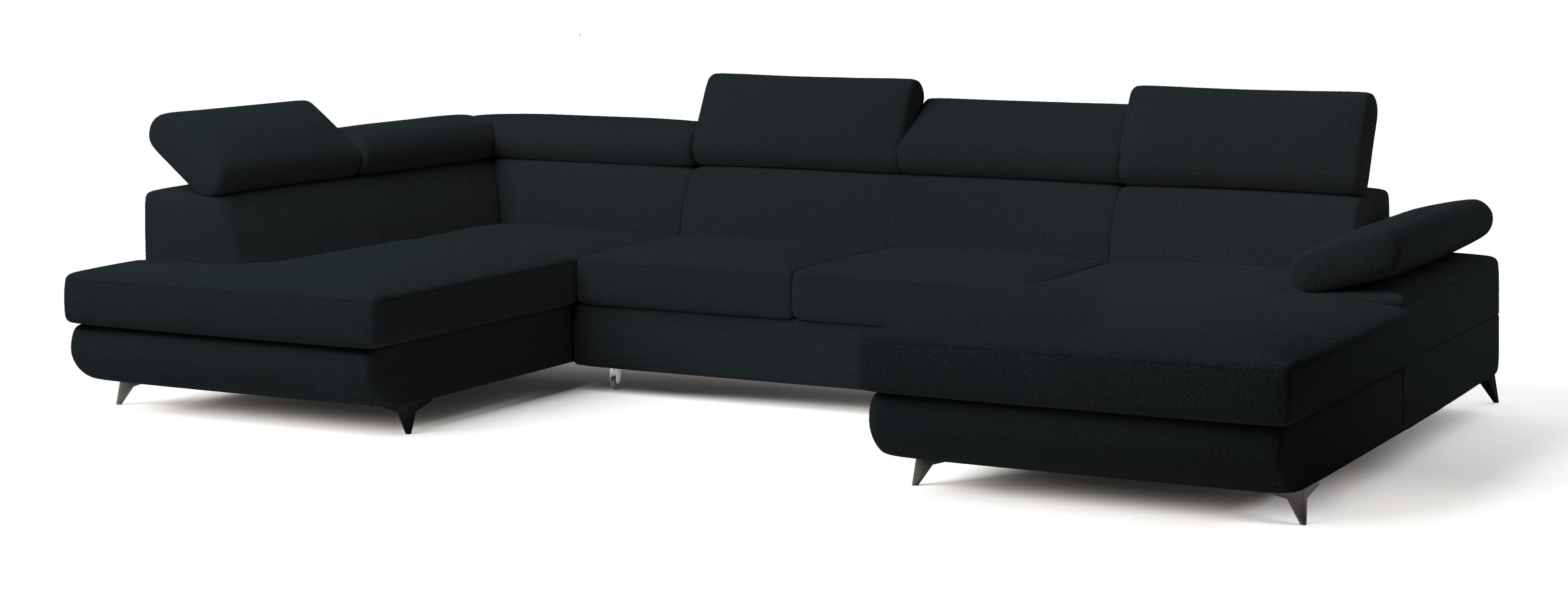 wohnli-moebel-suche-800001122537 Wohnli Möbelsuche - WOHNLANDSCHAFT RUBANO L-S Schwarz Boucle-Stoff mit Schlaffunktion