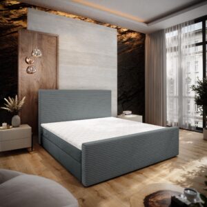 wohnli-moebel-suche-800001122584-1 BOXBETT ALORIA 140x200 cm mit Matratze und Topper - Grau Holz MASSENO Möbel > Betten > Boxspringbetten Grau
