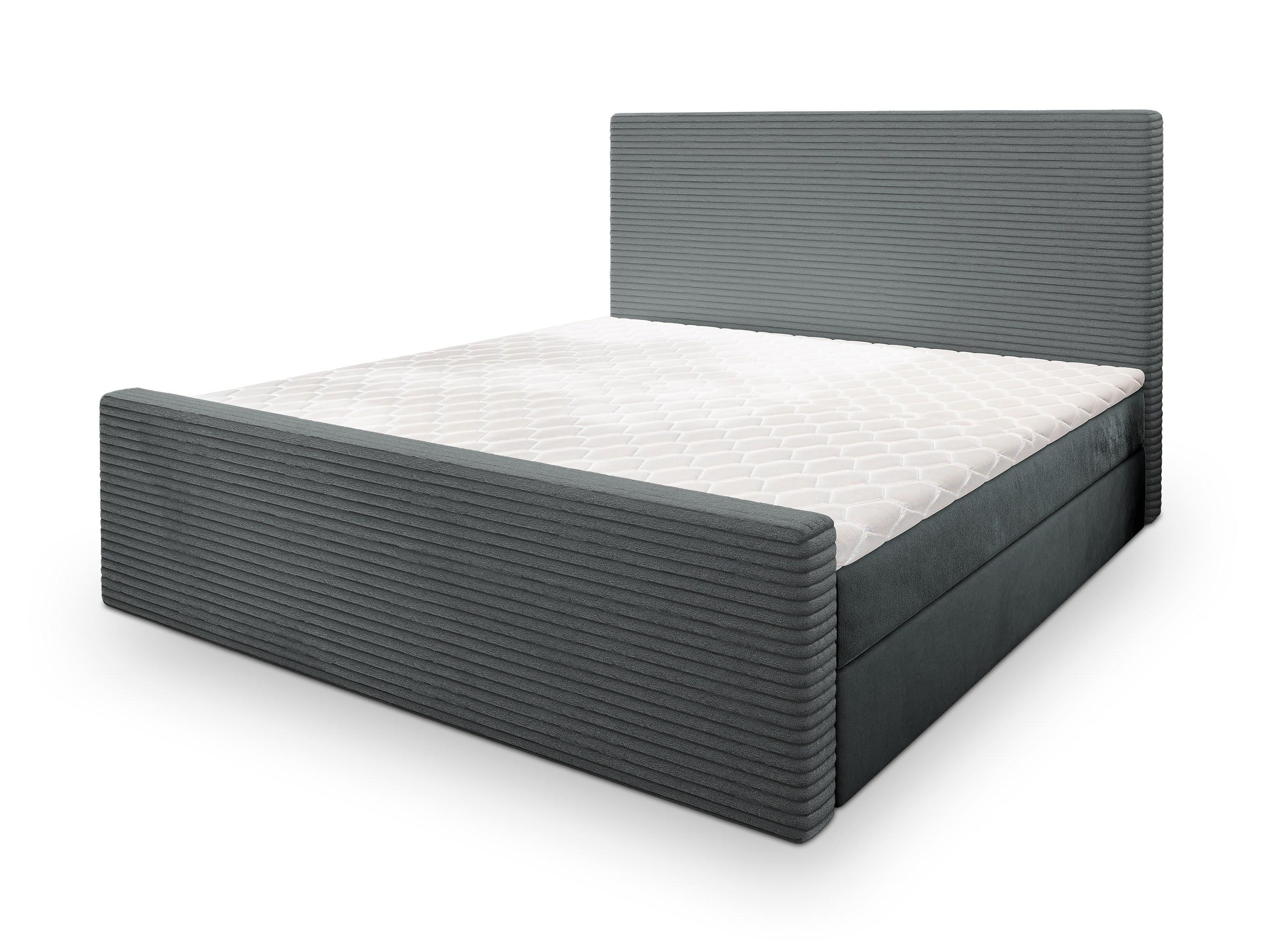 Wohnli Möbelsuche - BOXBETT ALORIA 140x200 cm mit Matratze und Topper - Grau