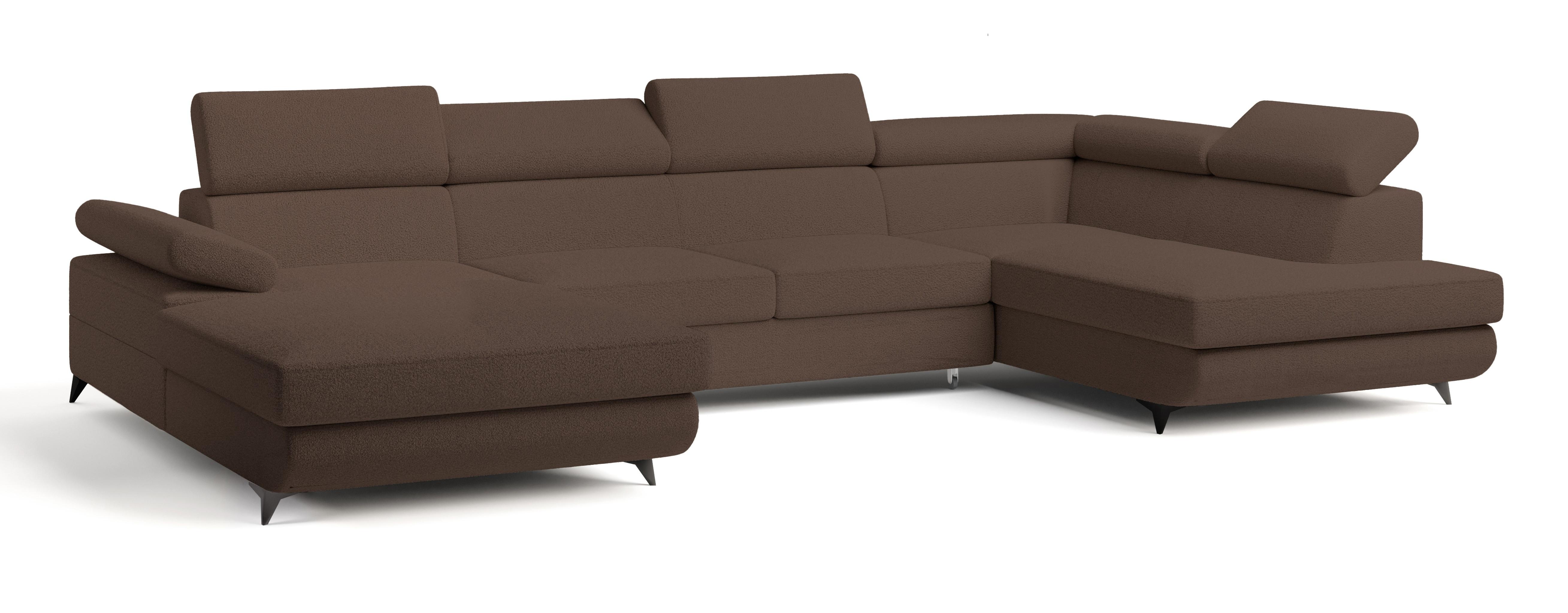 wohnli-moebel-suche-800001122597 Wohnli Möbelsuche - WOHNLANDSCHAFT RUBANO R-S Braun Boucle-Stoff mit Schlaffunktion