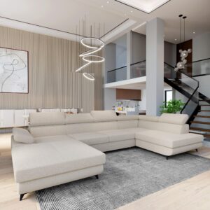 wohnli-moebel-suche-800001122604-1 WOHNLANDSCHAFT RUBANO R-S Creme Boucle-Stoff mit Schlaffunktion Holz MASSENO Möbel > Sofas & Couches > Wohnlandschaften > Wohnlandschaften U-Form Weiß