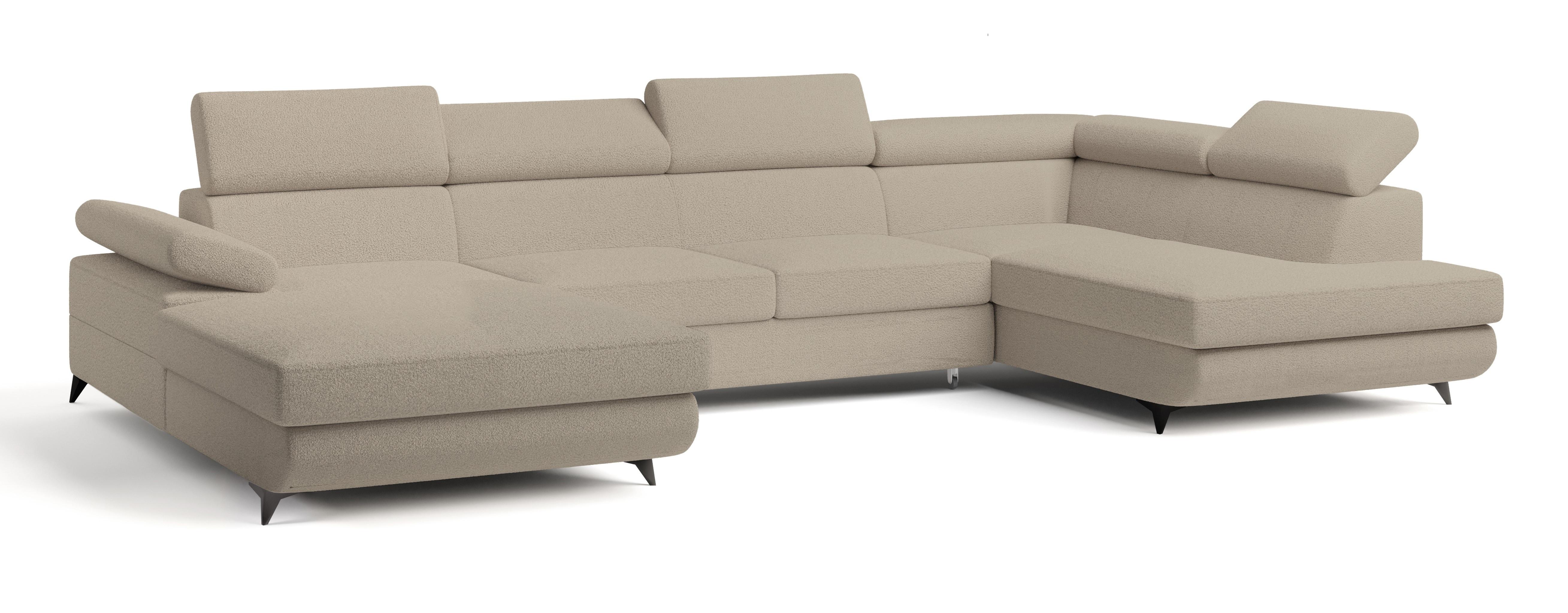 wohnli-moebel-suche-800001122628 Wohnli Möbelsuche - WOHNLANDSCHAFT RUBANO R-S Beige Boucle-Stoff mit Schlaffunktion