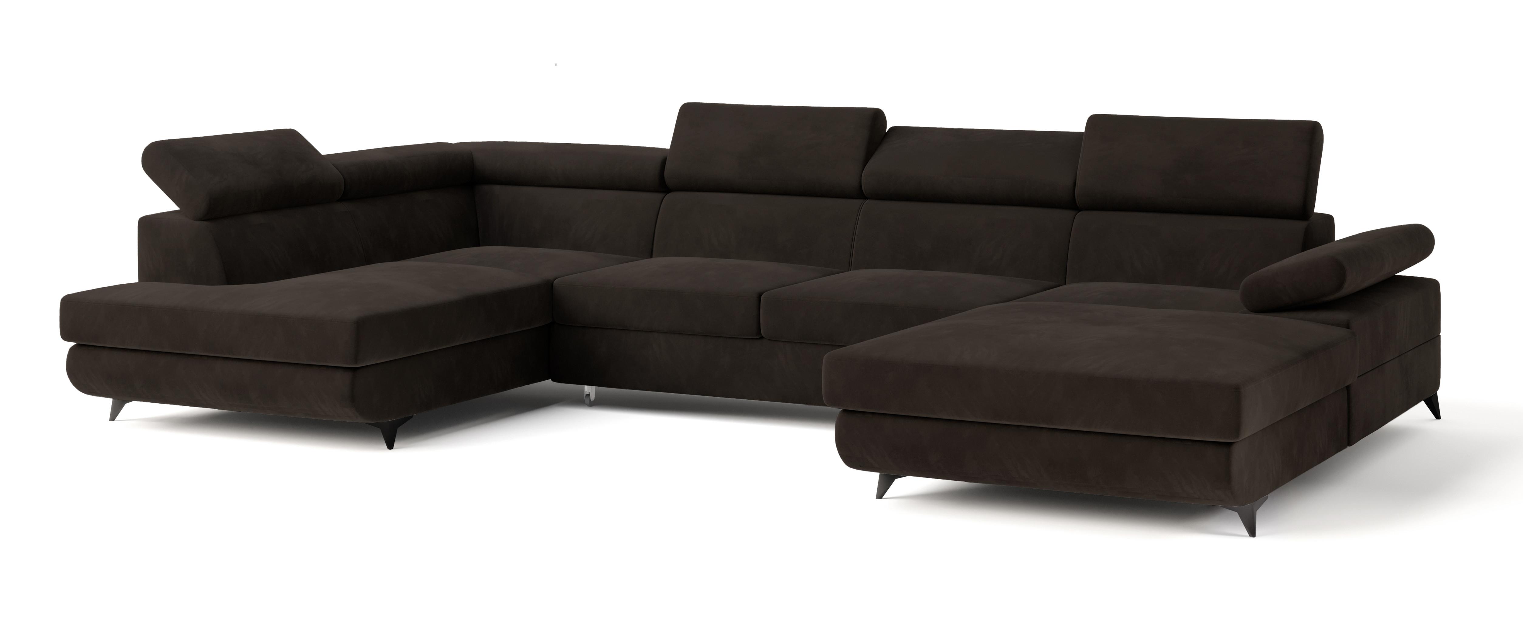 wohnli-moebel-suche-800001122632 Wohnli Möbelsuche - WOHNLANDSCHAFT RUBANO L-S Braun Velours-Stoff mit Schlaffunktion