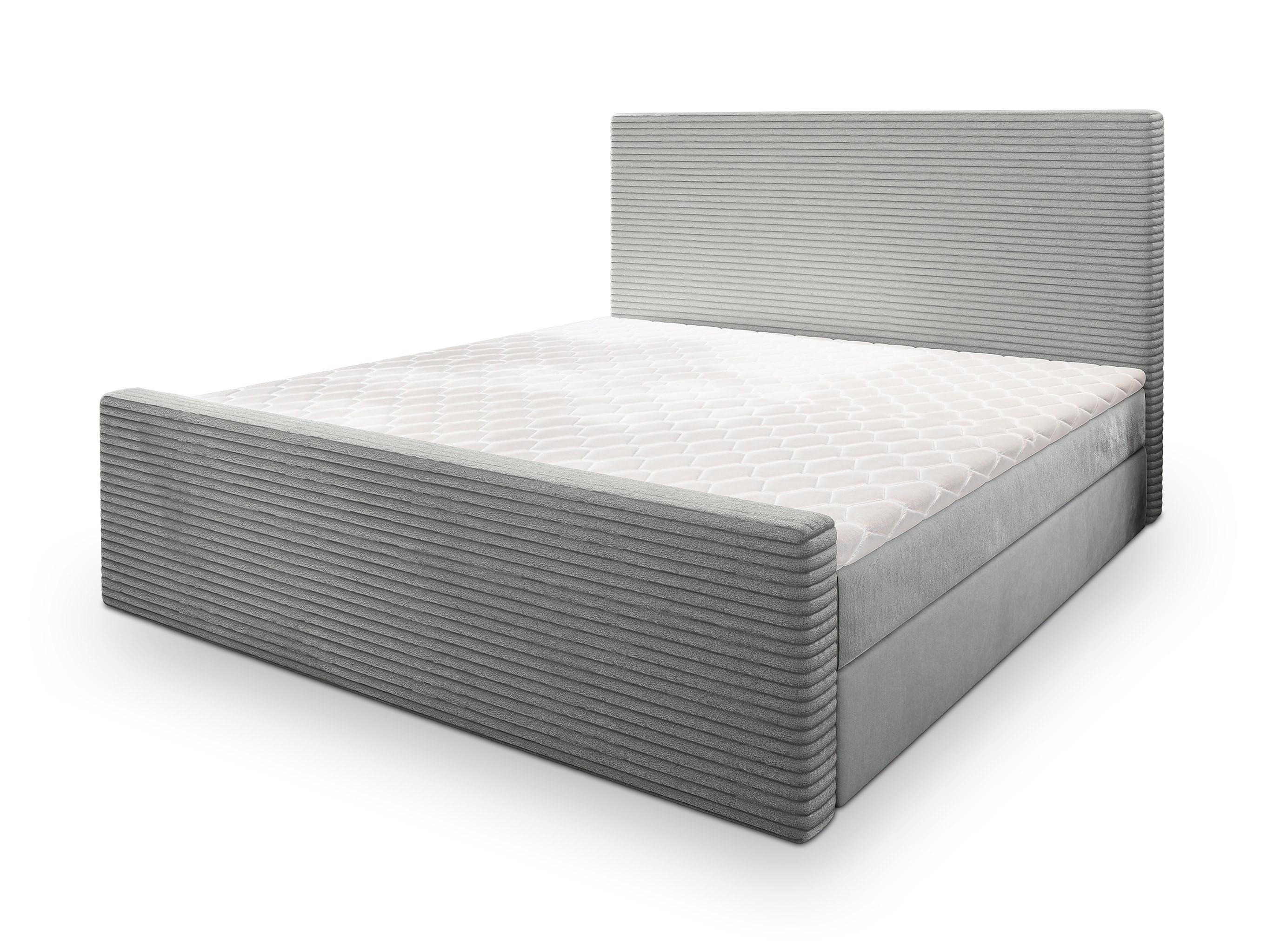 Wohnli Möbelsuche - BOXBETT ALORIA 140x200 cm mit Matratze und Topper - Hellgrau