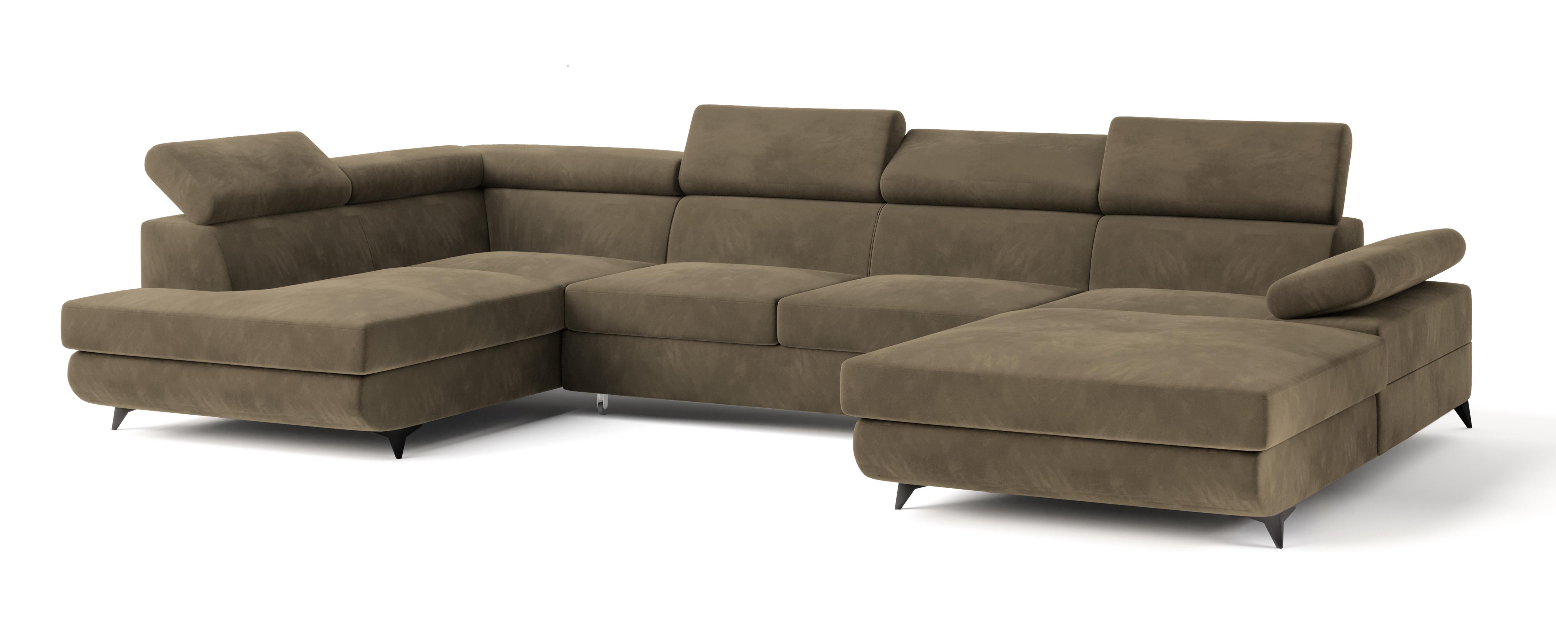 wohnli-moebel-suche-800001122645 Wohnli Möbelsuche - WOHNLANDSCHAFT RUBANO L-S Beige Velours-Stoff mit Schlaffunktion