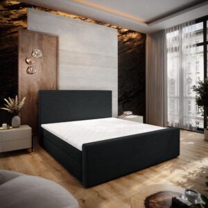 wohnli-moebel-suche-800001122650-1 BOXBETT ALORIA 140x200 cm mit Matratze und Topper - Schwarz Holz MASSENO Möbel > Betten > Boxspringbetten Schwarz