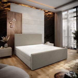 wohnli-moebel-suche-800001122652-1 BOXBETT ALORIA 160x200 cm mit Matratze und Topper - Beige Holz MASSENO Möbel > Betten > Boxspringbetten Beige