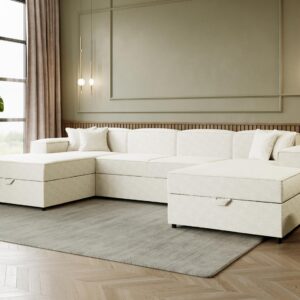 wohnli-moebel-suche-800001123417-1 WOHNLANDSCHAFT Santos U Boucle Textil MIRJAN24 Möbel > Sofas & Couches > Wohnlandschaften > Wohnlandschaften U-Form Weiß