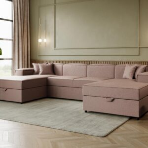 wohnli-moebel-suche-800001123420-1 WOHNLANDSCHAFT Santos U Boucle Textil MIRJAN24 Möbel > Sofas & Couches > Wohnlandschaften > Wohnlandschaften U-Form Braun