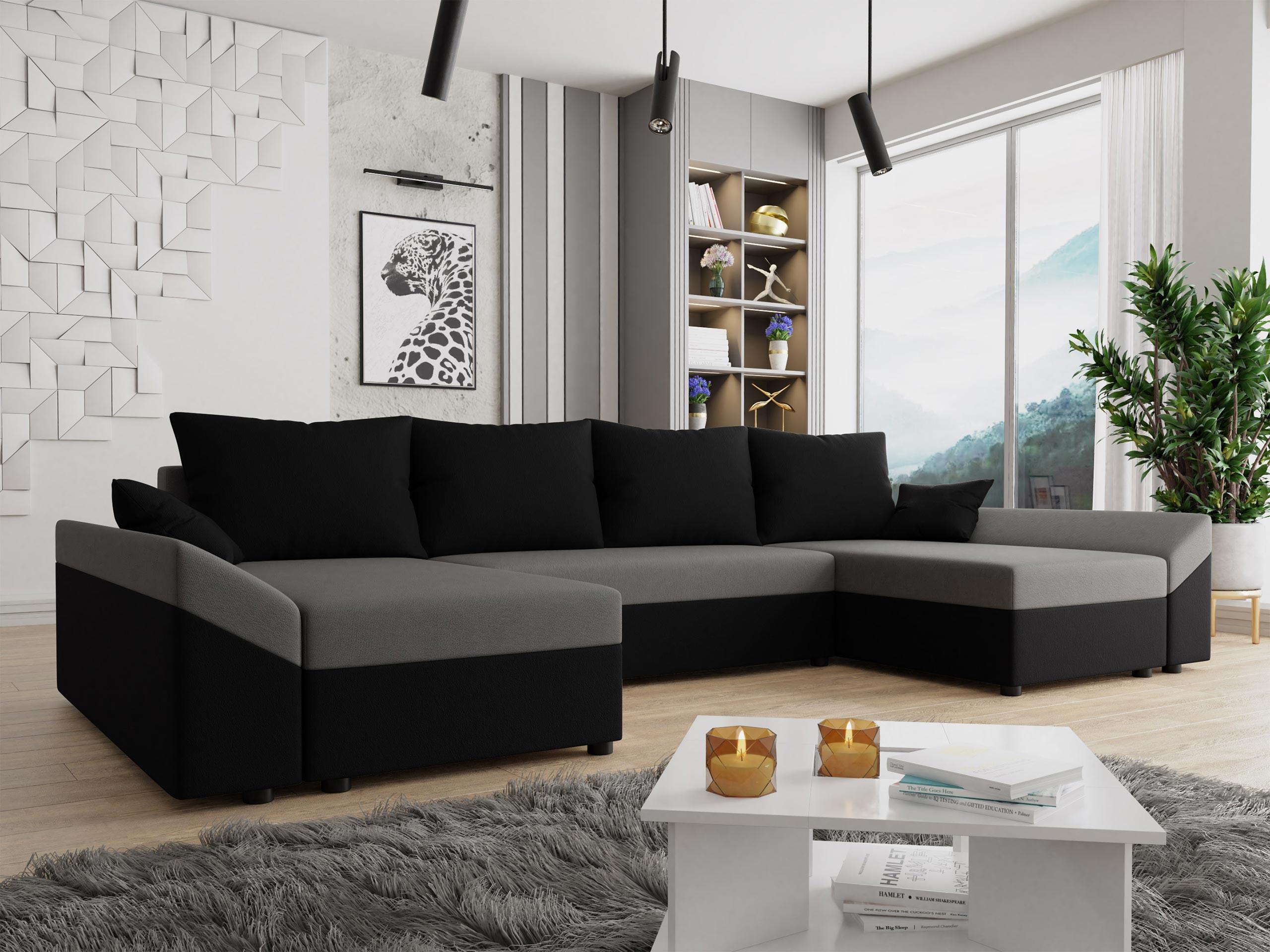 WOHNLANDSCHAFT Dante U Textil MIRJAN24 Möbel > Sofas & Couches > Wohnlandschaften > Wohnlandschaften U-Form Schwarz