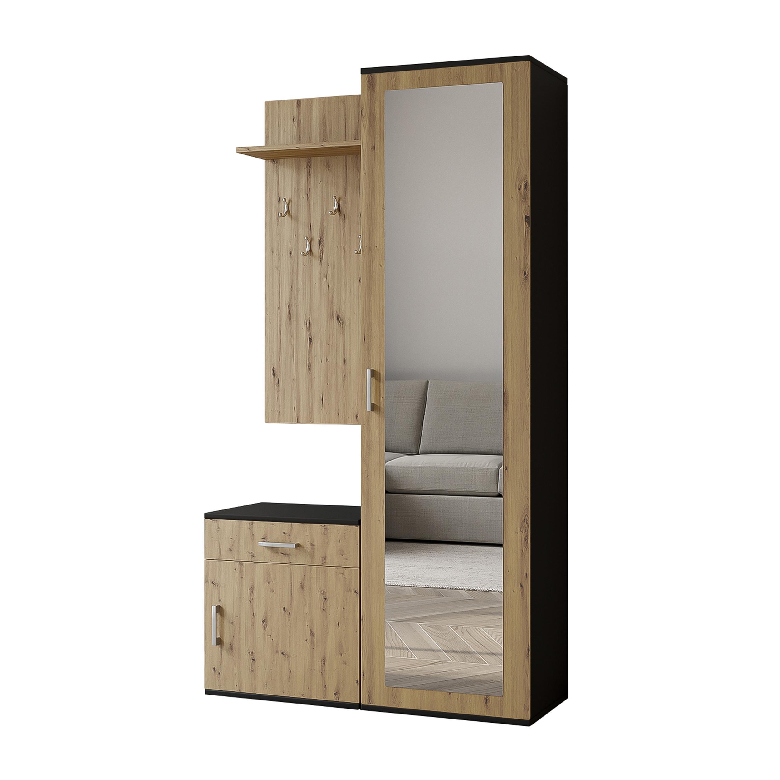 wohnli-moebel-suche-800001124049 Wohnli Möbelsuche - GARDEROBENSCHRANK Magnola Schwarz Artisan 100/180