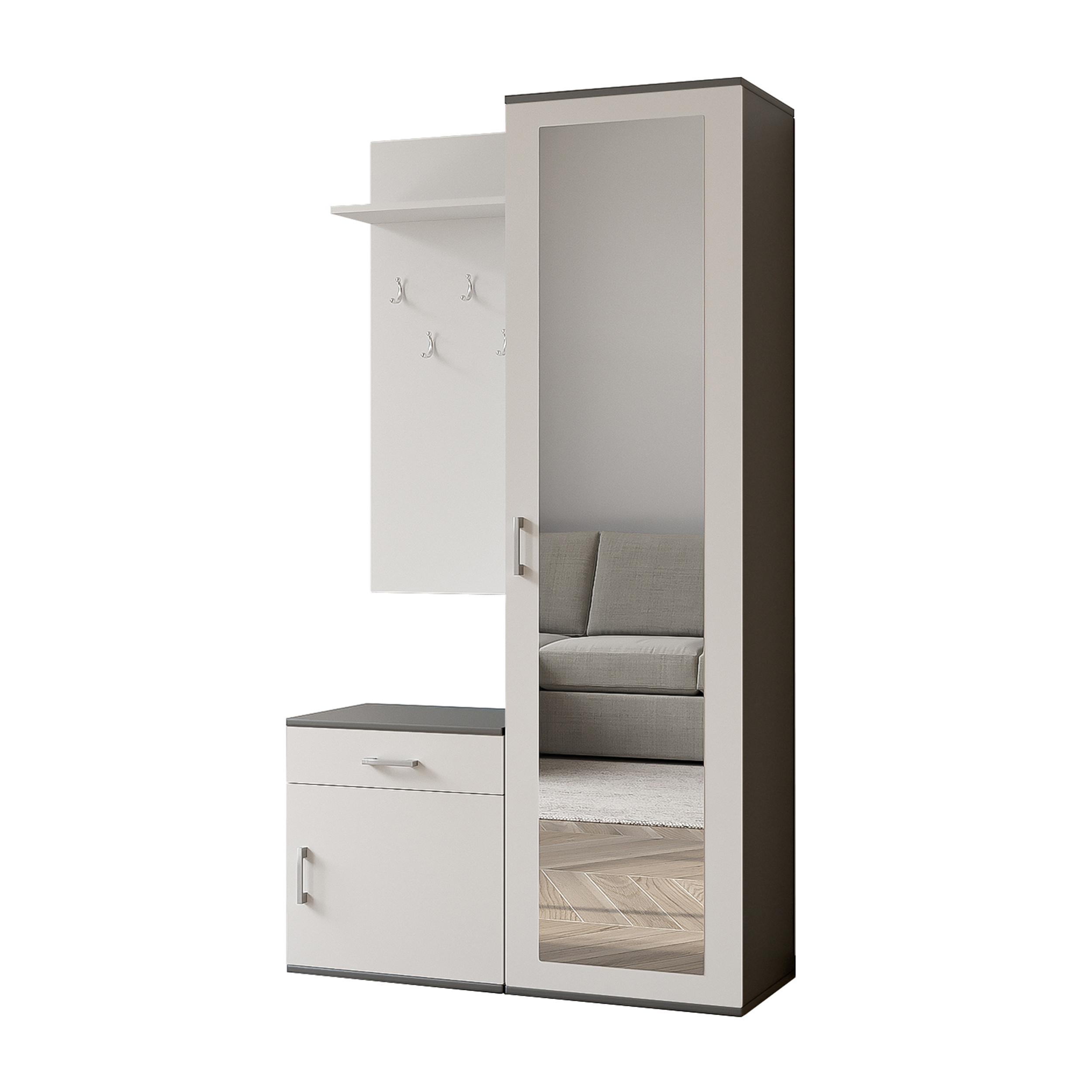 wohnli-moebel-suche-800001124051 Wohnli Möbelsuche - GARDEROBENSCHRANK Magnola Grau Weiß 100/180