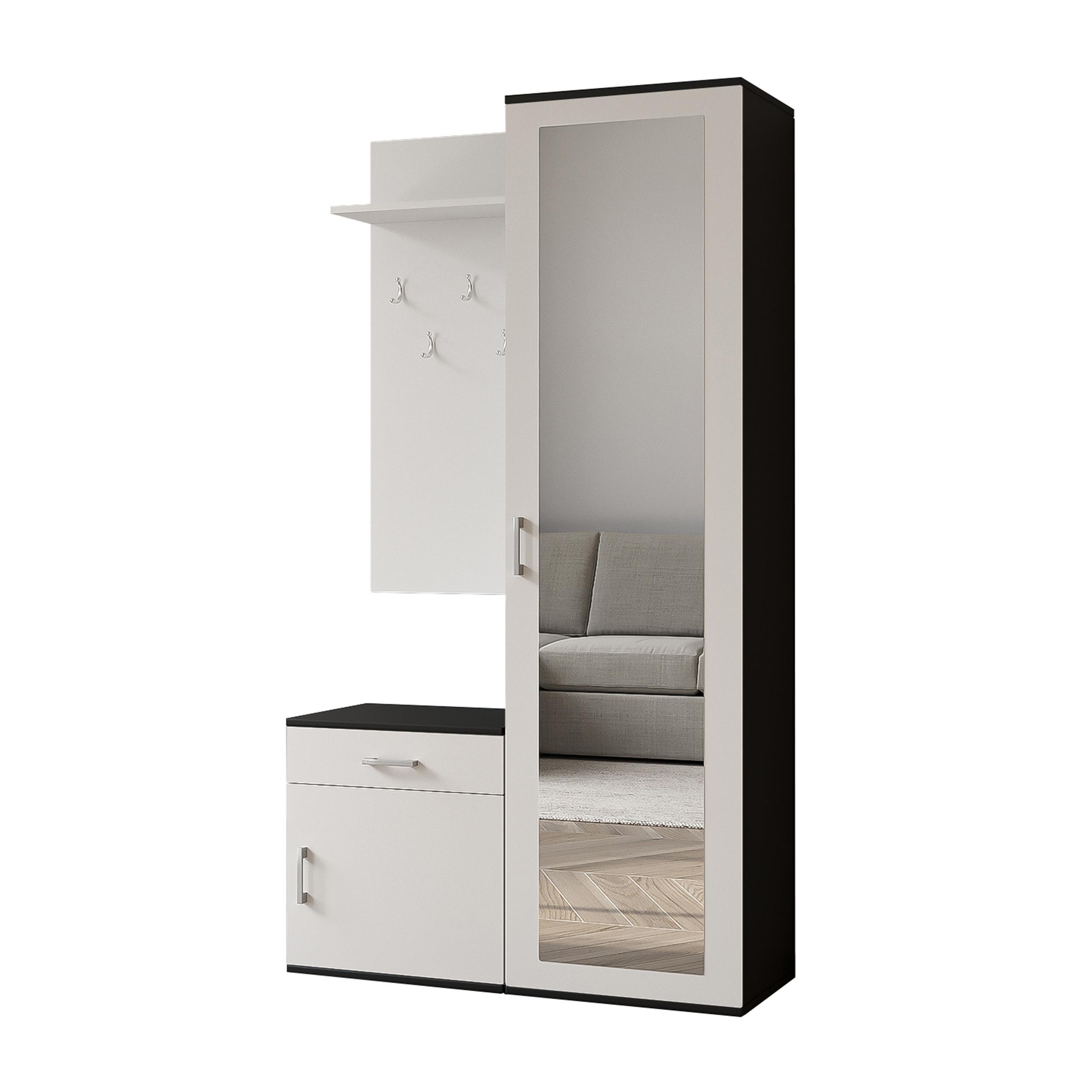 wohnli-moebel-suche-800001124054 Wohnli Möbelsuche - GARDEROBENSCHRANK Magnola Schwarz Weiß 100/180