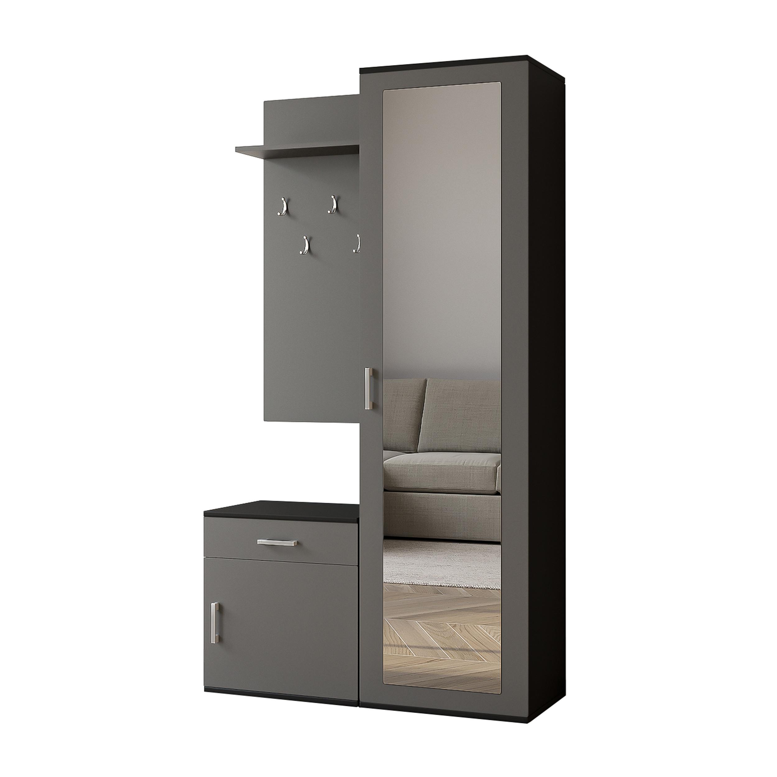 wohnli-moebel-suche-800001124060 Wohnli Möbelsuche - GARDEROBENSCHRANK Magnola Schwarz Grau 100/180