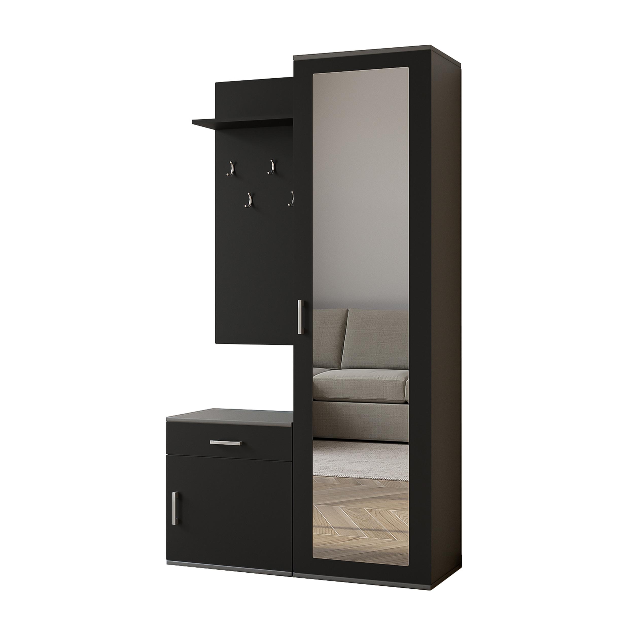 wohnli-moebel-suche-800001124070 Wohnli Möbelsuche - GARDEROBENSCHRANK Magnola Grau Schwarz 100/180