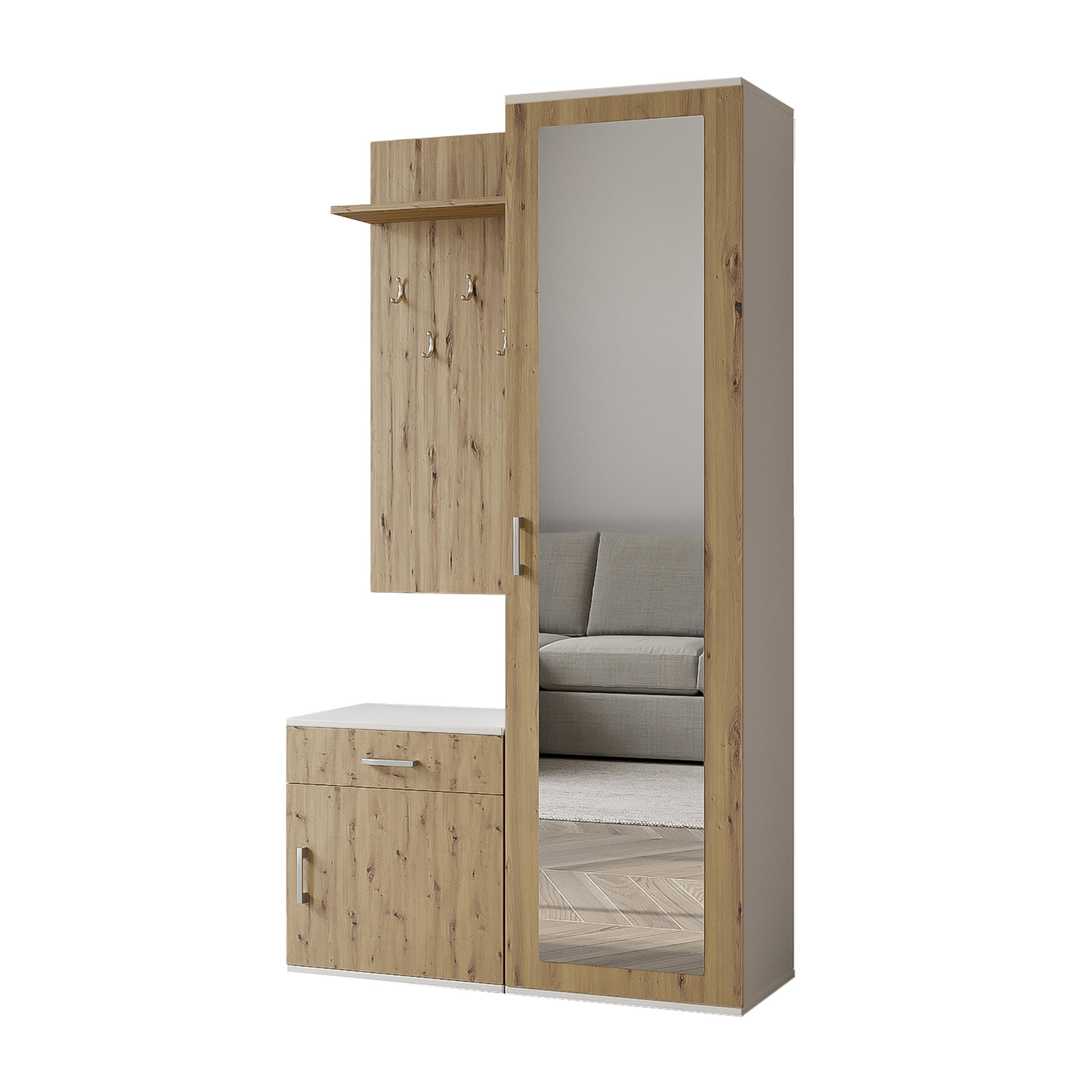 wohnli-moebel-suche-800001124076 Wohnli Möbelsuche - GARDEROBENSCHRANK Magnola Weiß Artisan Eiche 100/180