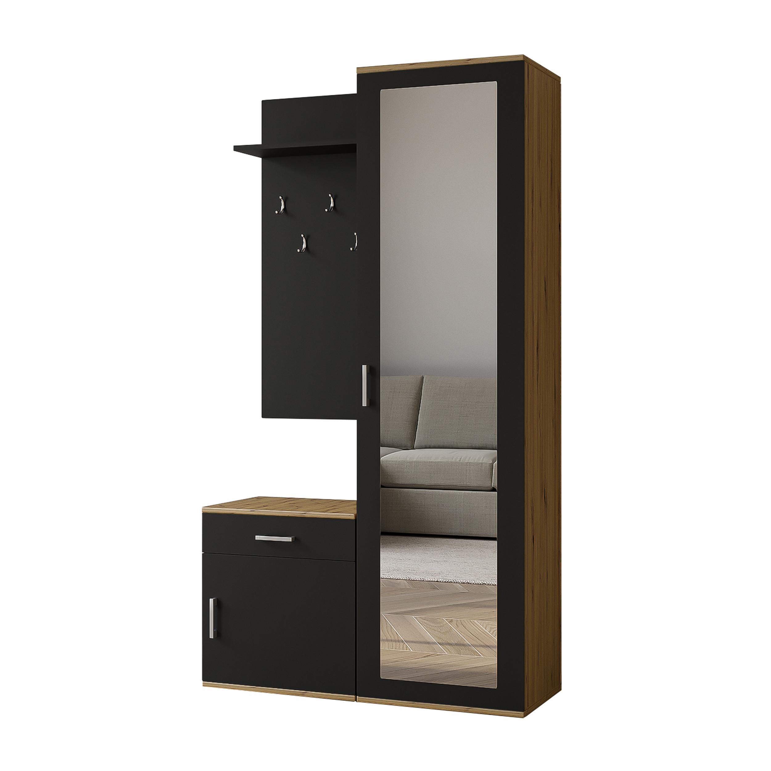 wohnli-moebel-suche-800001124082 Wohnli Möbelsuche - GARDEROBENSCHRANK Magnola Artisan Schwarz 100/180