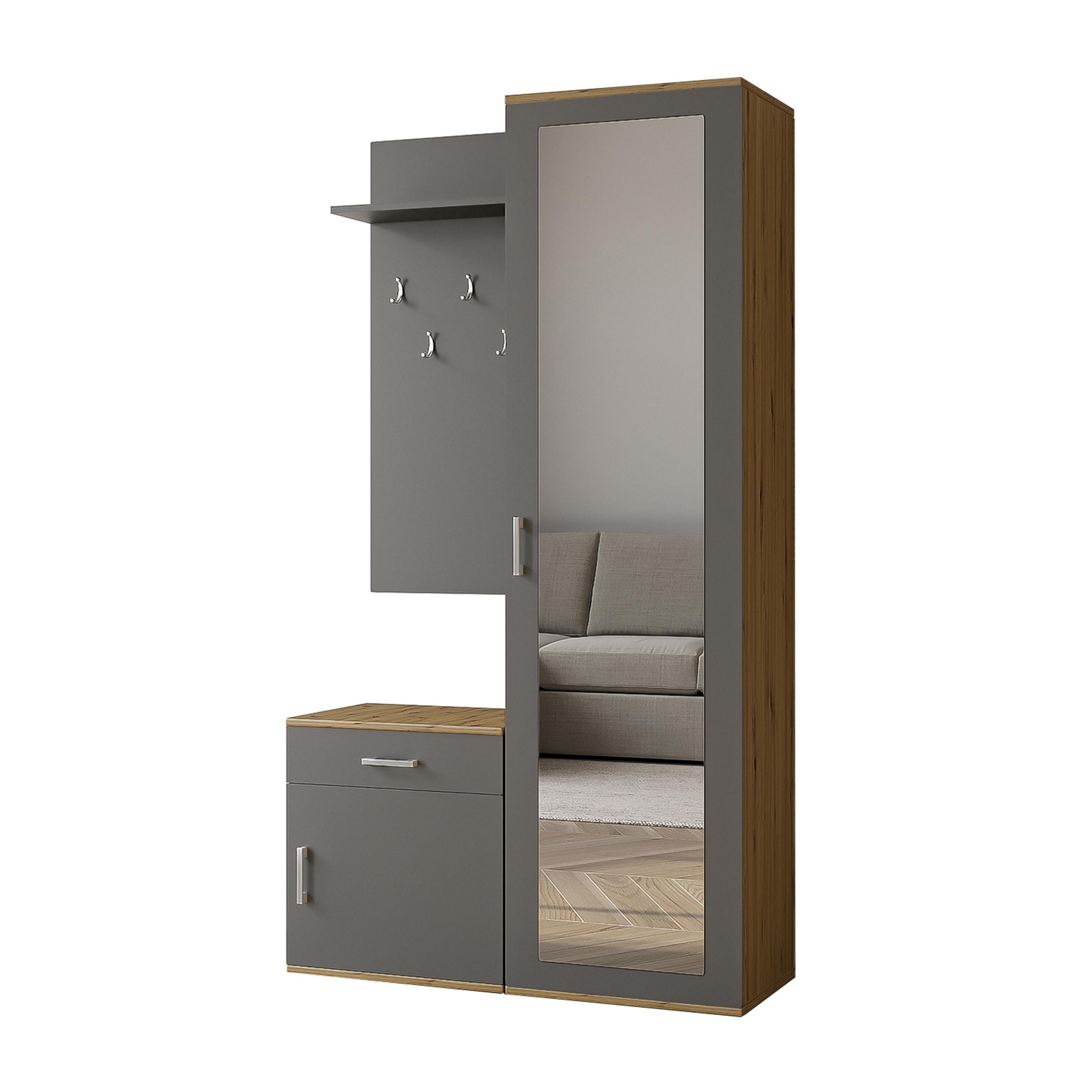 wohnli-moebel-suche-800001124102 Wohnli Möbelsuche - GARDEROBENSCHRANK Magnola Artisan Grau 100/180