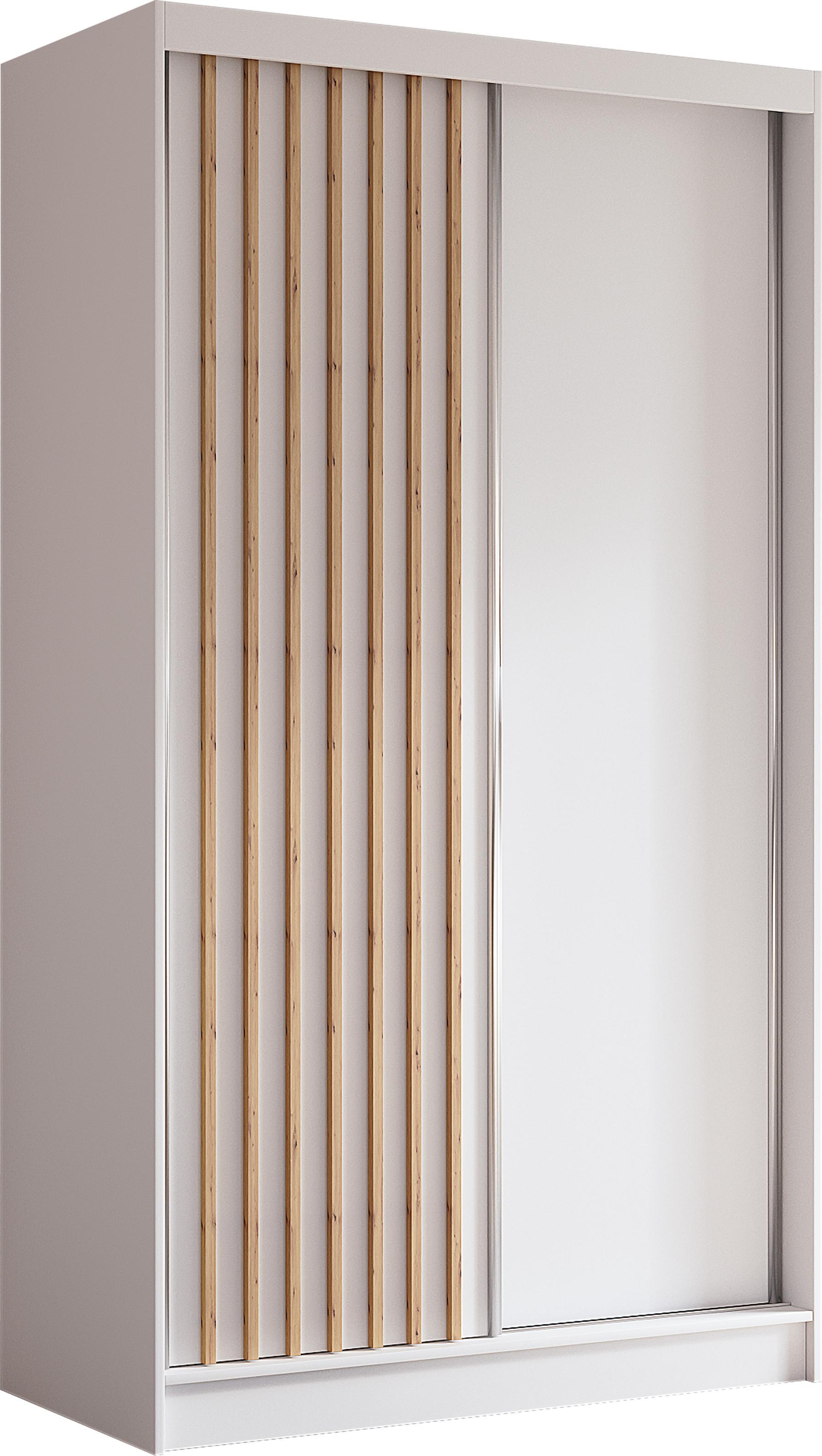 wohnli-moebel-suche-800001124109 Wohnli Möbelsuche - SCHWEBETÜRENSCHRANK Cabinio Weiß Eiche Artisan 120/216/61 cm – Modern