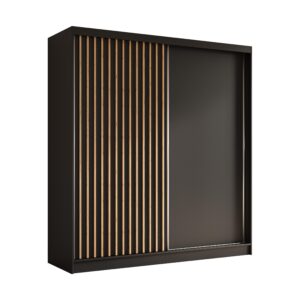 wohnli-moebel-suche-800001124120 Wohnli Möbelsuche - SCHWEBETÜRENSCHRANK Cabinio Schwarz Eiche Artisan 200/216/61 cm – Modern