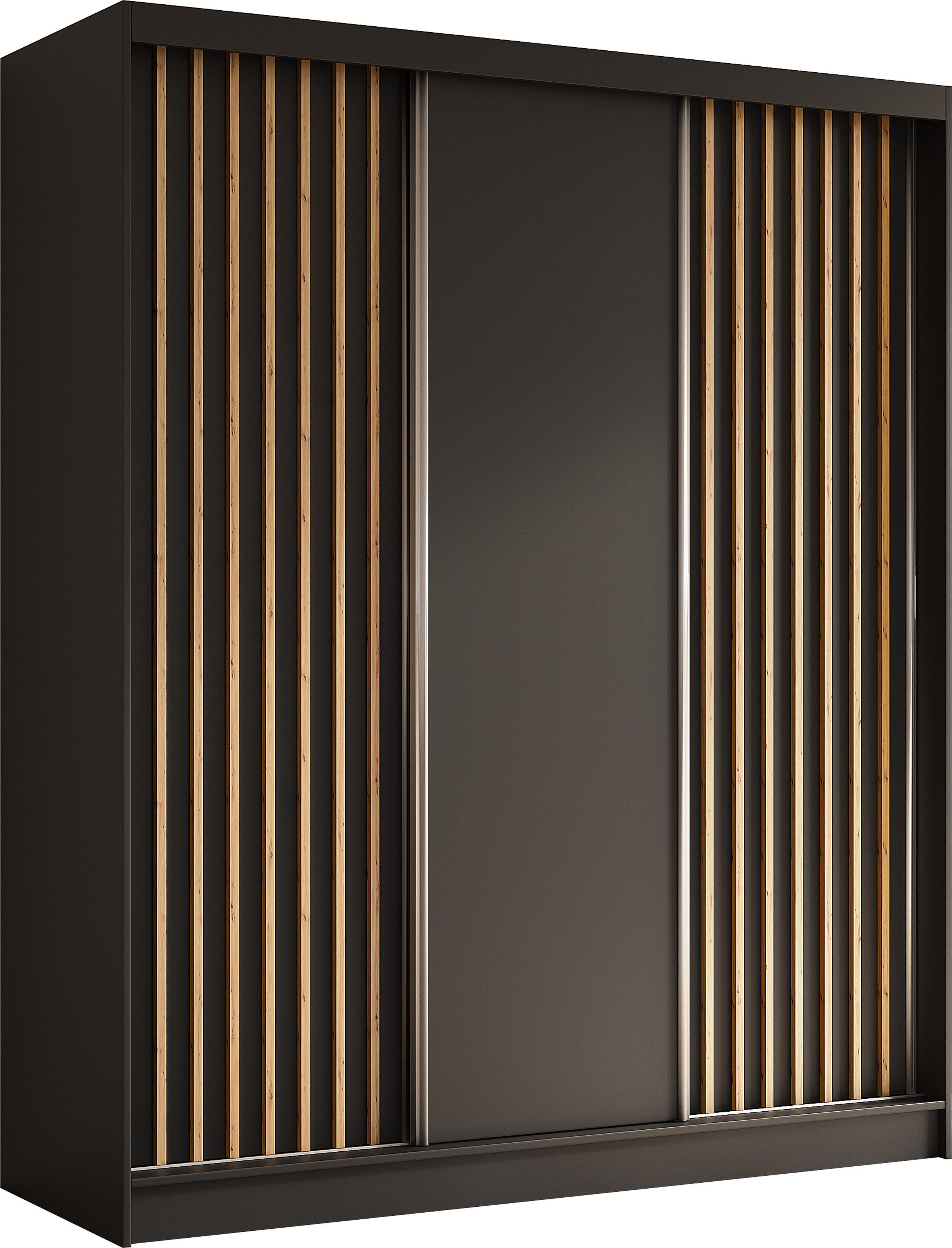 wohnli-moebel-suche-800001124164 Wohnli Möbelsuche - SCHWEBETÜRENSCHRANK Cabinio Schwarz Eiche Artisan 180/216/61 cm – Modern