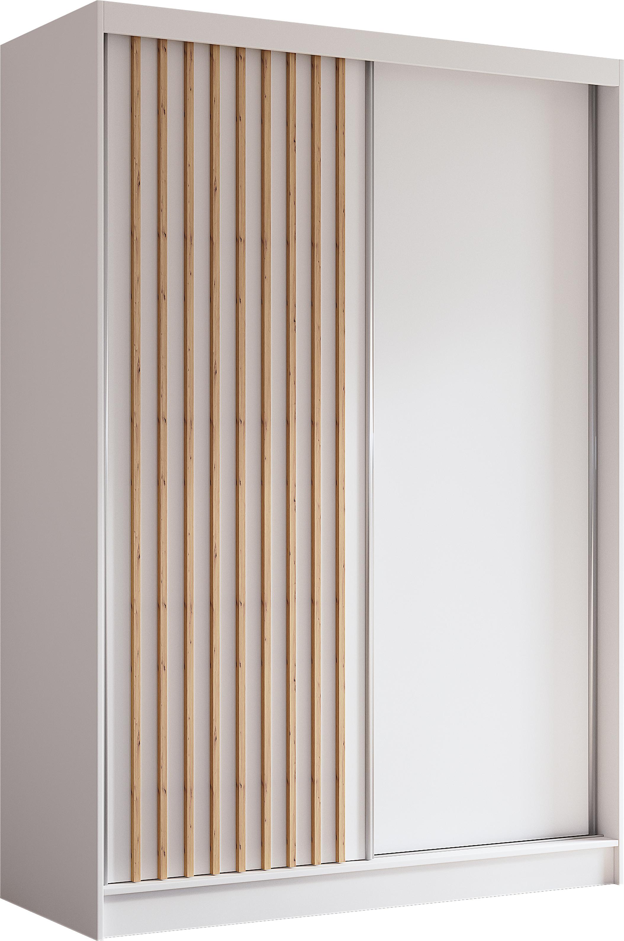wohnli-moebel-suche-800001124165 Wohnli Möbelsuche - SCHWEBETÜRENSCHRANK Cabinio Weiß Eiche Artisan 150/216/61 cm – Modern