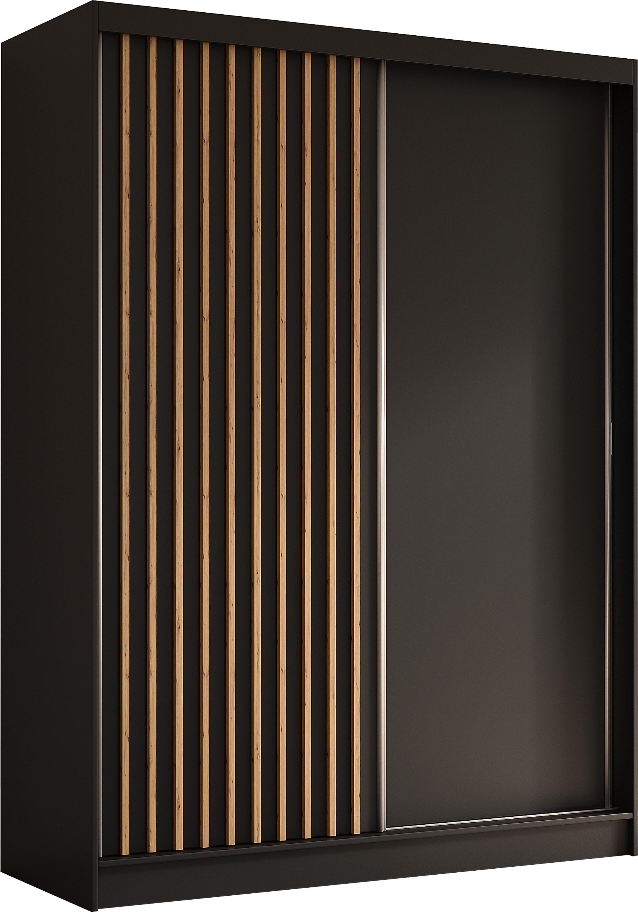wohnli-moebel-suche-800001124167 Wohnli Möbelsuche - SCHWEBETÜRENSCHRANK Cabinio Schwarz Eiche Artisan 160/216/61 cm – Modern