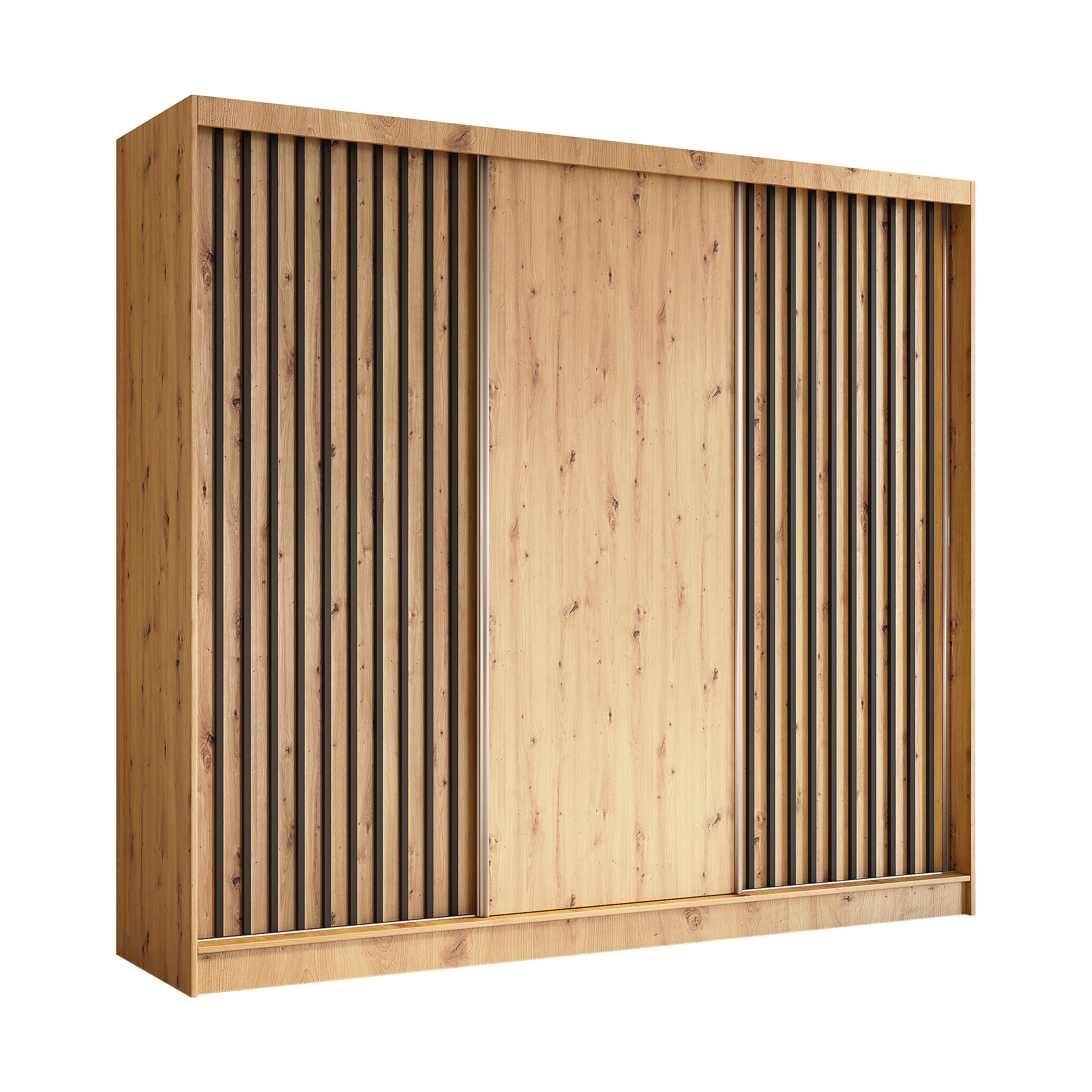 Wohnli Möbelsuche - SCHWEBETÜRENSCHRANK Cabinio Eiche Artisan Schwarz 240/216/61 cm – Modern